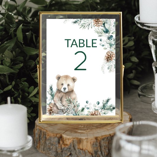 Numéro De Table Baby shower d'ours rustique