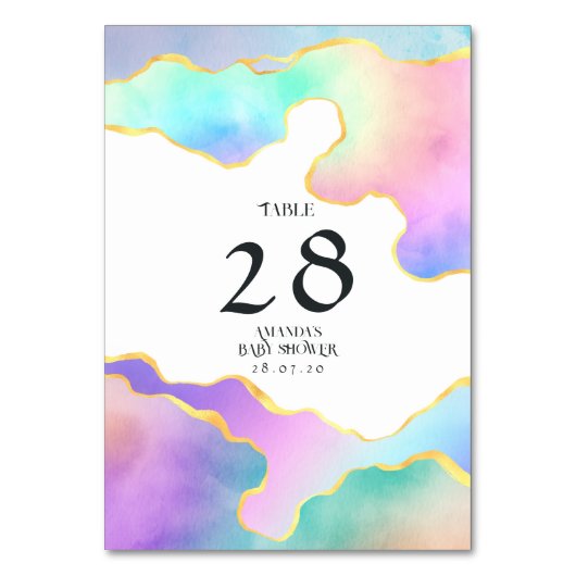 Numéro De Table Baby shower en pierre d'âge arc-en-ciel (Dos)