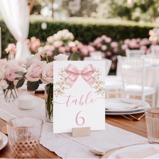 Numéro De Table Baby Shower Fleur Rose Ruban