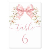 Numéro De Table Baby Shower Fleur Rose Ruban (Dos)
