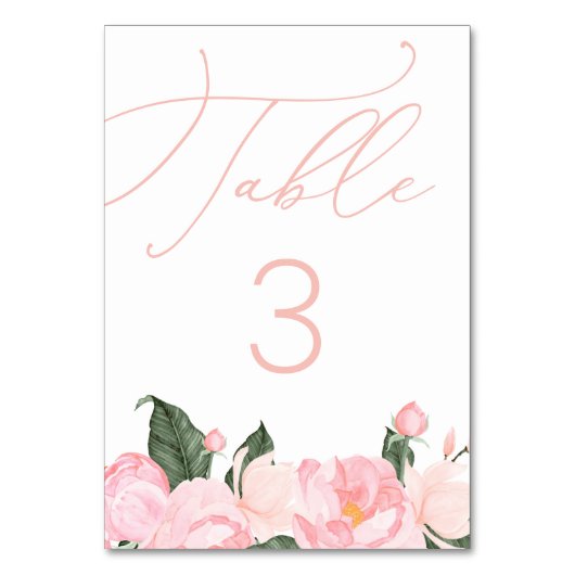 Numéro De Table Baby shower floral rose rose chic Script (Par défaut)