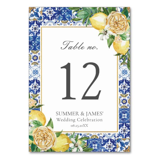 Numéro De Table Baby shower nuptial Mariage de citrons Floral (Par défaut)