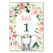 Numéro De Table Baby shower rose floral Eléphant fille (Dos)