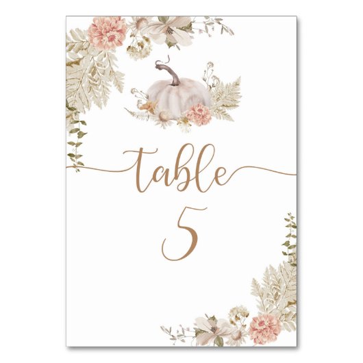 Numéro De Table Baby shower rustique Boho citrouille (Dos)