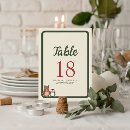 Numéro De Table Baby-Shower Thème Forêt Hivernale