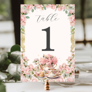 Numéro De Table Baby Shower Vintage Rose Floral pour Fête de Thé d