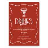 Numéro De Table Bachelorette Rouge Rose Retro Boissons Menu 2 Côté (Par défaut)