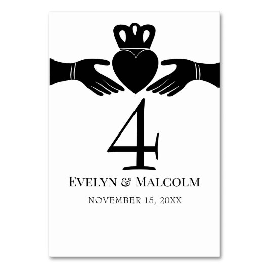 Numéro De Table Bague de Claddagh irlandais Simple Mariage noir et (Par défaut)