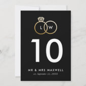 Numéro de table Bagues de mariage dorées modernes (Dos)