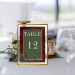 Numéro De Table Baies d'hiver rustiques et Mariage de Bourgogne<br><div class="desc">Voici notre carte de numéro de table de mariage d'hiver enchanteresse, qui fait partie d'une suite design où l'élégance intemporelle rencontre la beauté de la saison. Le riche arrière - plan bordeaux, astucieusement affligé de doux accents blancs, donne un ton captivant à votre journée spéciale. Embrassez l'esprit de l'hiver avec...</div>