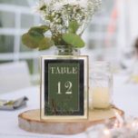 Numéro De Table Baies d'hiver rustiques et Mariage noir de pin<br><div class="desc">Voici notre carte de numéro de table de mariage d'hiver enchanteresse, qui fait partie d'une suite design où l'élégance intemporelle rencontre la beauté de la saison. Le riche arrière - plan noir de charbon de bois, astucieusement affligé de doux accents blancs, donne un ton captivant à votre journée spéciale. Embrassez...</div>