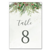 Numéro De Table Baies d'hiver rustiques Pine Cône Mariage de verdu (Dos)