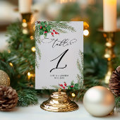 Numéro De Table Baies Rouges de Noël Table 1 Mariage