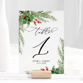 Numéro De Table Baies Rouges de Noël Table 1 Mariage