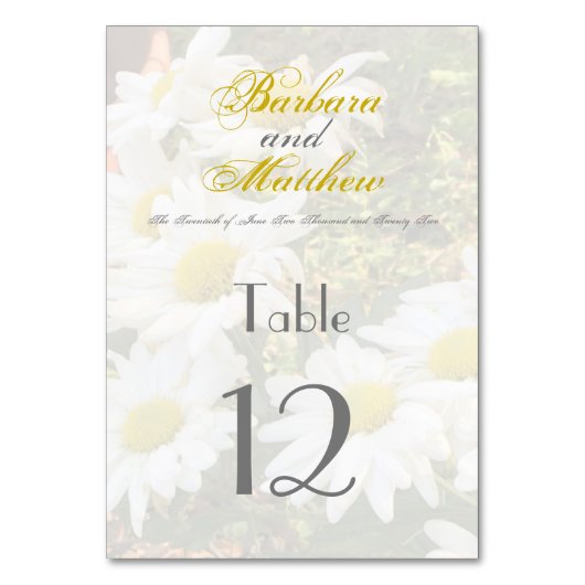 Numéro De Table Baisées blanches Jaune et Gris Script élégant (Dos)