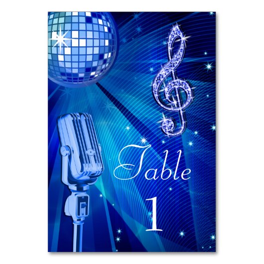Numéro De Table Bal Disco Bleu et Microphone rétro (Par défaut)