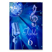 Numéro De Table Bal Disco Bleu et Microphone rétro (Dos)