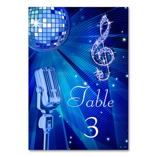 Numéro De Table Bal Disco Bleu et Microphone rétro (Par défaut)