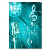 Numéro De Table Balle Disco turquoise et microphone rétro (Par défaut)
