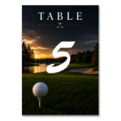 Numéro De Table Balles de golf sur un tee sur de l'herbe verte (Dos)