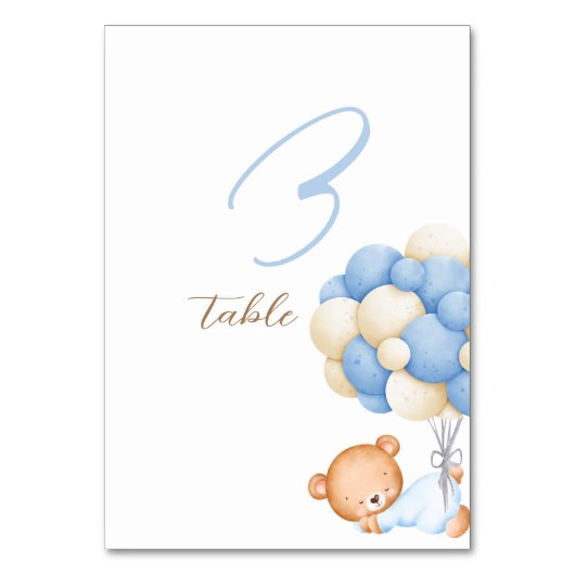 Numéro De Table Ballons d'aquarelle de l'ours en peluche Tableau 3 (Par défaut)