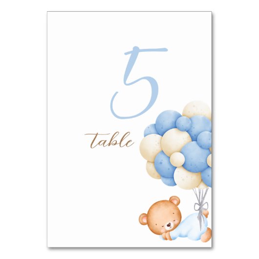 Numéro De Table Ballons d'aquarelle de l'ours en peluche Tableau 5 (Par défaut)
