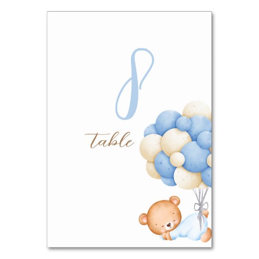 Numéro De Table Ballons d'aquarelle de l'ours en peluche Tableau 8 (Par défaut)