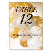 Numéro De Table Ballons or et blanc (Dos)