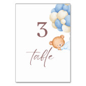 Numéro De Table Ballons Ours Bois Garçon 1er anniversaire (Dos)
