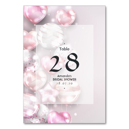 Numéro De Table Ballons rose et or rose (Par défaut)