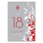 Numéro De Table Bambou rouge et gris Feuille Mariage double bonheu (Dos)