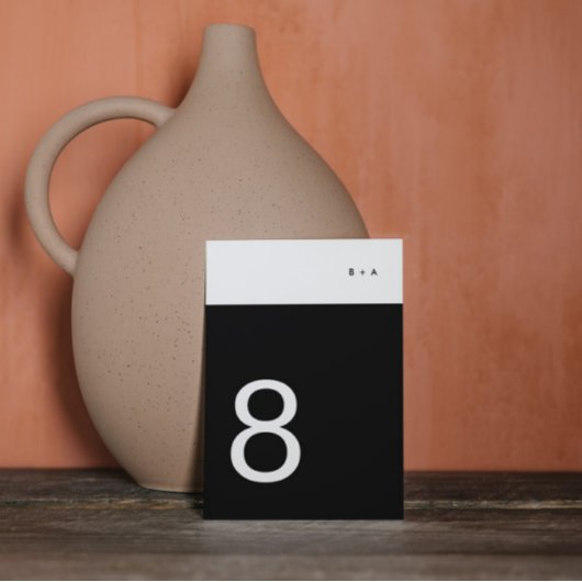 Numéro De Table Bande Noire Simple Plain Moderne Premium Élégant T