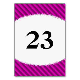 Numéro De Table Bandes diagonales roses/violettes + Forme de plaqu