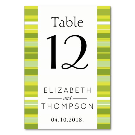 Numéro De Table Bandes vertes, Lignes, Motif rayé, Mariage (Par défaut)