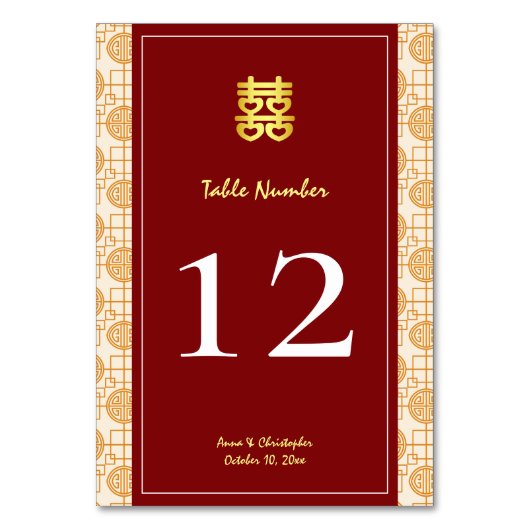 Numéro De Table banquet de peranakan, mariage chinois (Dos)