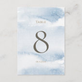 Numéro de table baptême garçon aquarelle bleue (Devant)