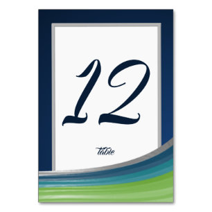 Numéro De Table Bar à vague bleu et vert Mitzvah