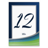 Numéro De Table Bar à vague bleu et vert Mitzvah (Dos)