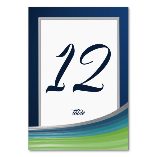 Numéro De Table Bar à vague bleu et vert Mitzvah (Dos)