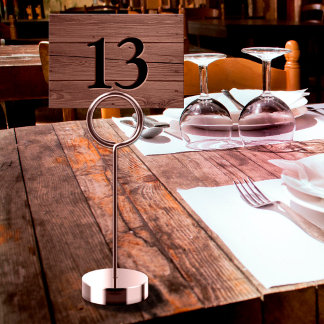 Numéro De Table Bar en bois marron rustique avec fausse gravure
