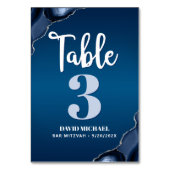 Numéro De Table Bar Mitzvah Modern Navy Blue Ombre Agate Script (Dos)