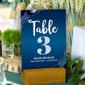 Numéro De Table Bar Mitzvah Modern Navy Blue Ombre Agate Script