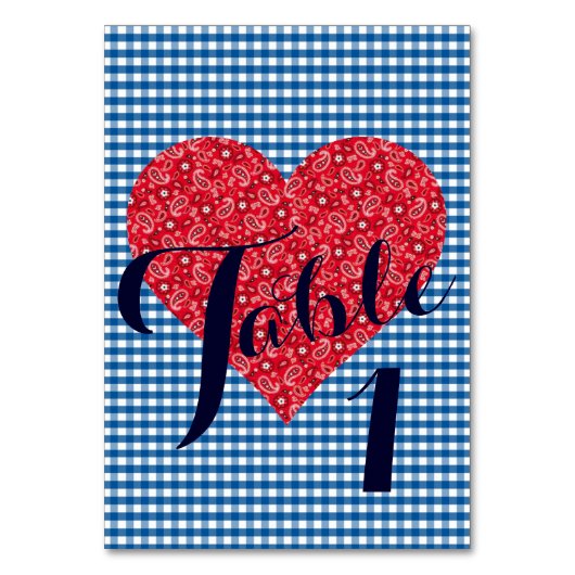 Numéro De Table Barbecue Kitsch En vichy Mariage campagnard (Dos)