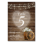 Numéro De Table Baril de bois rustique, Fleurs blanches - Numéro d (Par défaut)