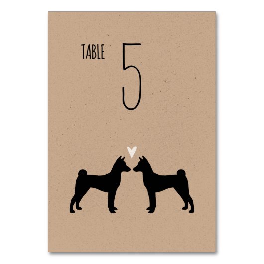 Numéro De Table Basenji Chien Silhouettes Réception de mariage (Dos)