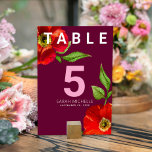 Numéro De Table Bat mitzvah Bourgogne Floral Aquarelle Gras Modern<br><div class="desc">Aucun Bat mitzvah n'est complet sans carte de numéro de table personnalisée. Laissez votre Bat mitzvah préféré être fier, se réjouir et célébrer son jalon à sa fête parfaitement coordonnée. Cette aquarelle florale rouge sophistiquée, chic et étonnante, de type san serif moderne recouvre un arrière - plan bordeaux. Personnalisez le...</div>