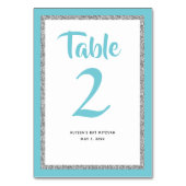 Numéro De Table Bat mitzvah brillant bleu clair et argent (Dos)