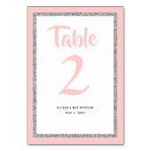 Numéro De Table Bat mitzvah brillant rose et argent (Dos)