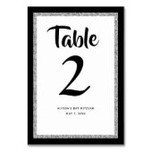Numéro De Table Bat mitzvah Glittery noir et argent (Dos)