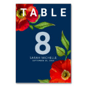 Numéro De Table Bat mitzvah Marine Bleu Rouge Floral Aquarelle mod (Par défaut)